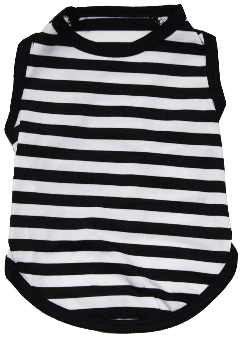 Petitebella Horizontal Stripes Puppy Dog Shirt (Black/White, Medium) - Image 1